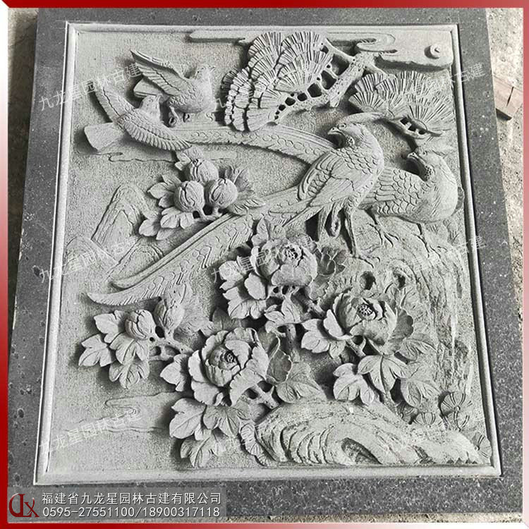 石雕鳥浮雕圖片